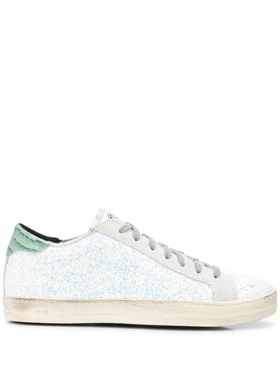 P448 20mm John Glittered Leather Sneakers In White
