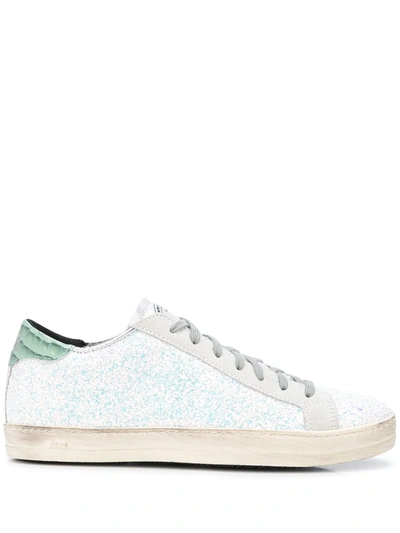 P448 20mm John Glittered Leather Trainers In White