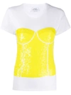 P.a.r.o.s.h Coco Sequin Bodice T-shirt In White