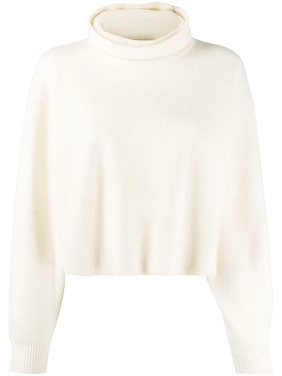 Pringle Of Scotland Cropped Roll-neck Jumper In White