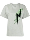 Isabel Marant Lightening Bolt Print Crew Neck T-shirt In Light Grey