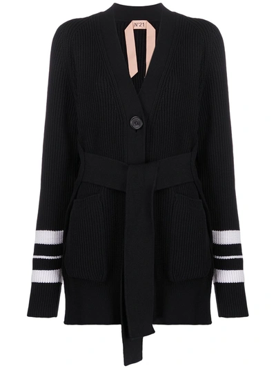 N°21 Belted Cardi-coat In Black