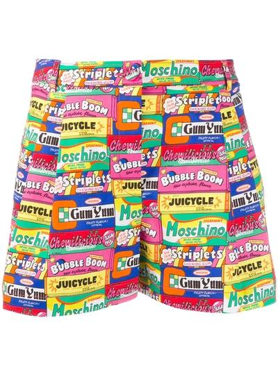 Moschino Graphic Print Short Shorts In Multicolor