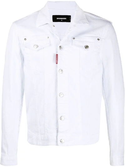 Dsquared2 Logo Print Denim Jacket In White