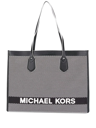 Michael Michael Kors Logo Embroidered Tote Bag In Black | ModeSens