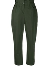 Aspesi Paperbag-waist Tapered Trousers In Green