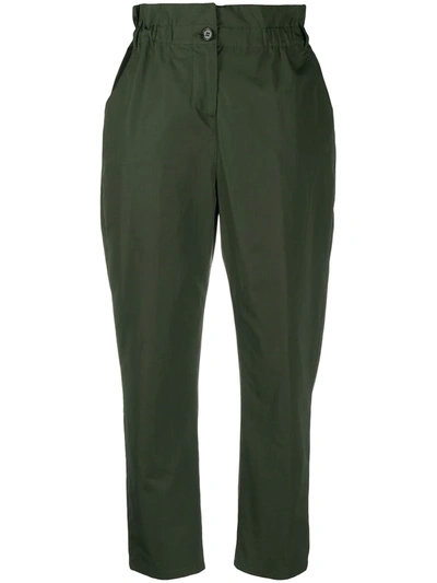 Aspesi Paperbag-waist Tapered Trousers In Green