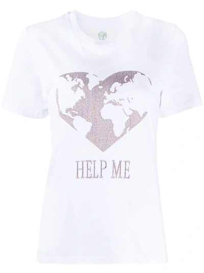 Alberta Ferretti Slogan Heart Print T-shirt In White