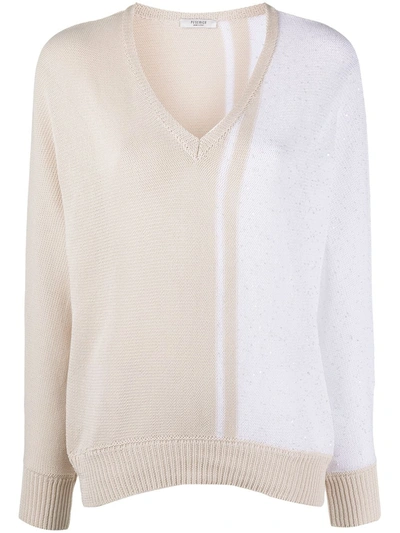 Peserico Two-tone Knit Jumper In Neutrals