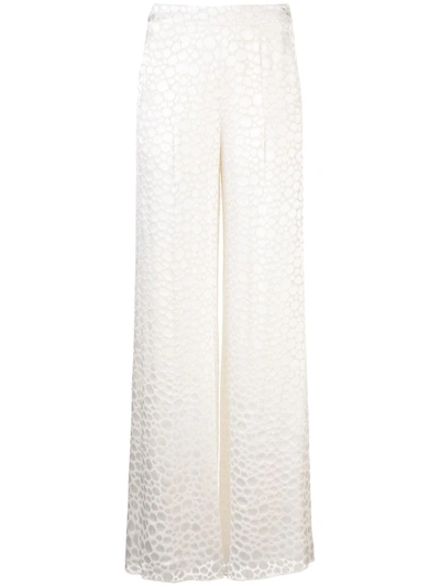 Alexis Galini Geometric Print Palazzo Trousers In White