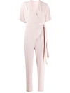 P.a.r.o.s.h Tapered Tie-waist Jumpsuit In Neutrals