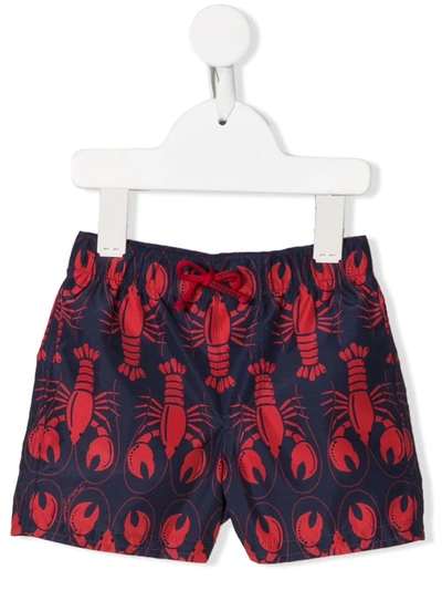 Dolce & Gabbana Babies' Lobster Print Swim Shorts In Blue