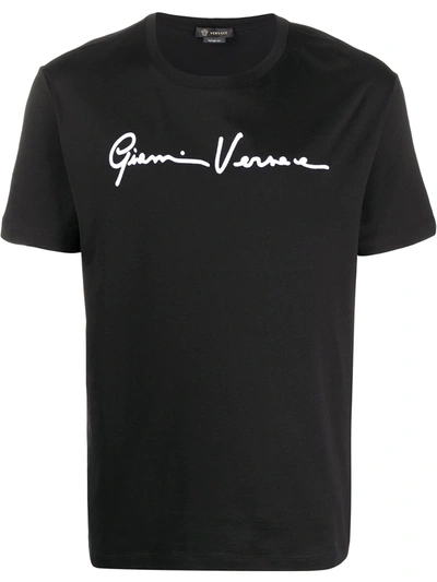Versace Gv Signature Logo T-shirt In Black