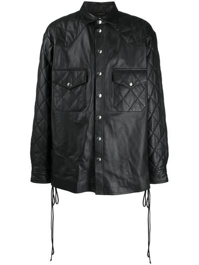 Faith Connexion Quilted Leather Shirt In Black