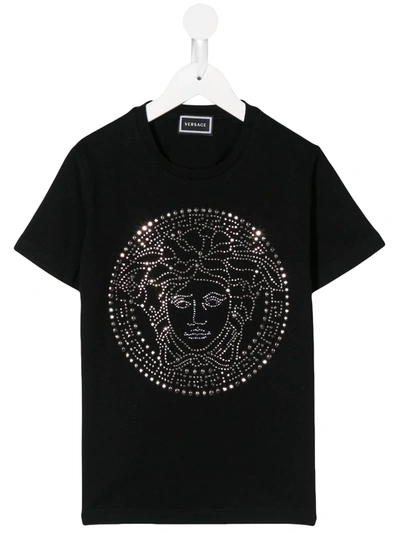 Young Versace Kids' Medusa Logo Short-sleeve T-shirt In Black