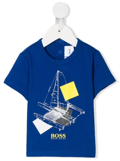 Hugo Boss Babies' Logo Detail T-shirt In Blu