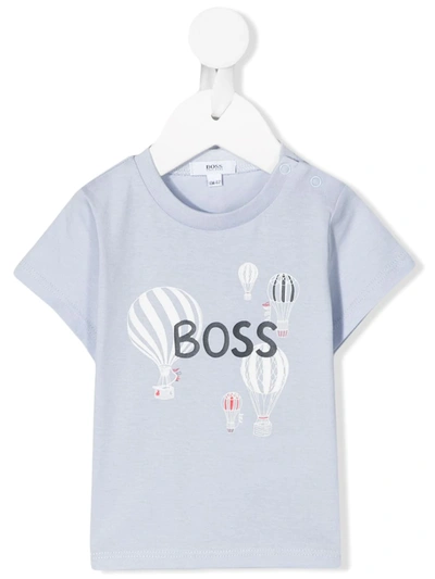 Hugo Boss Babies' T-shirt Mit Heissluftballon-print In Blue