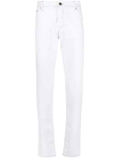 Barba Five Low-rise Straight Jeans In White