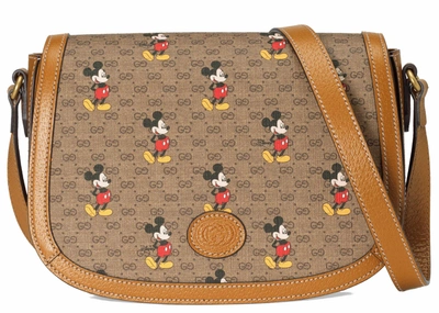 Pre-owned Gucci  X Disney Shoulder Bag Mini Gg Supreme Mickey Mouse Small Beige