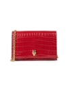 Alexander Mcqueen Mini Skull Croc-embossed Leather Crossbody Bag In Rasberry