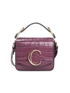 Chloé C Croc-embossed Leather Crossbody Bag In Crushed Violet