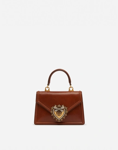 Dolce & Gabbana Devotion Bag Small In Brown