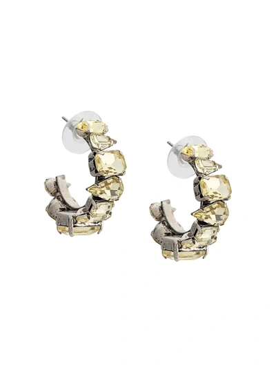 Dannijo Isa Embellished Hoop Earrings In Silver