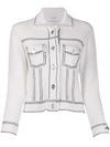Barrie Contrast Stitching Slim-fit Jacket In White