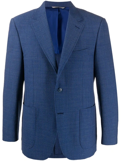 Canali Two Button Checked Blazer In Blue