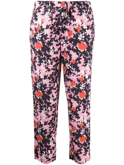 Marni Abstract Print Cropped Trousers In Pink