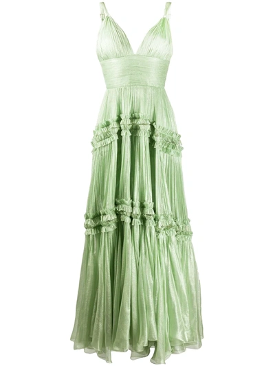 Maria Lucia Hohan Pleated Evening Dress In Green