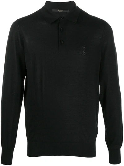 Billionaire Fine Knit Polo Top In Black