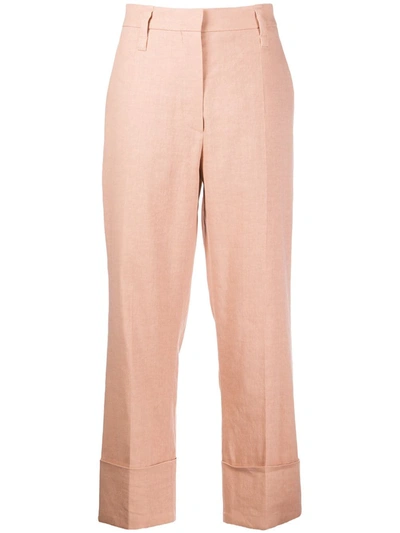 Brunello Cucinelli High-waisted Trousers In Neutrals