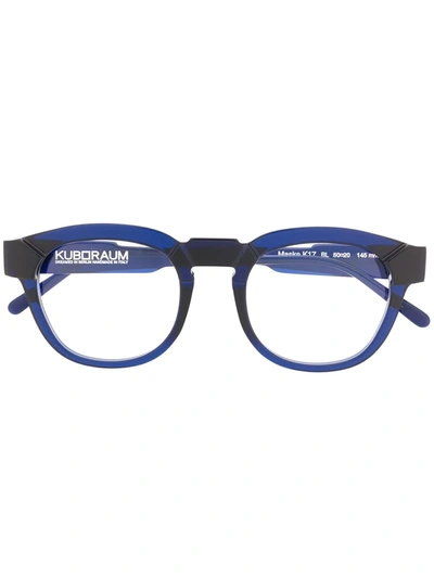 Kuboraum Two-toned Round Frame Glasses In Blue