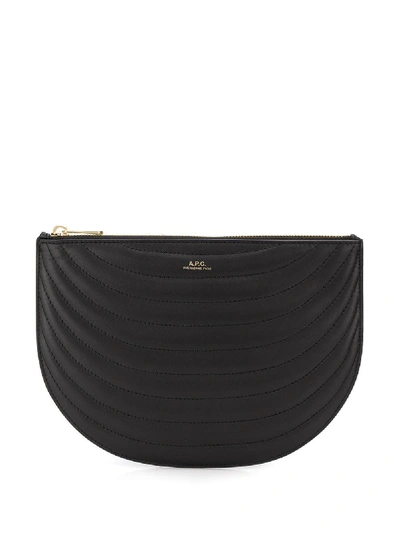 Apc Quilted Logo Clutch In Black