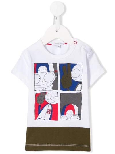 Little Marc Jacobs Babies' Cartoon Strip Print T-shirt In White