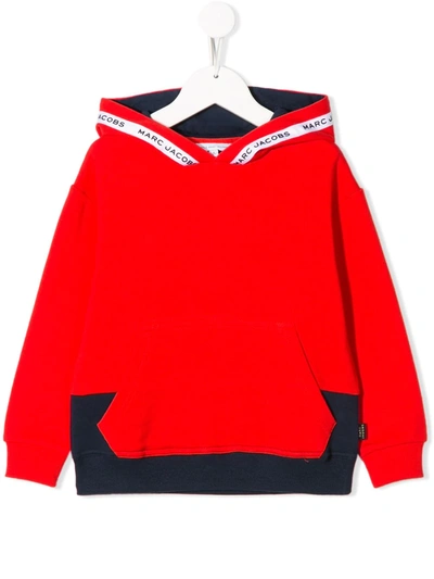 Marc Jacobs Kids' Logo Colour-block Hoodie In Red