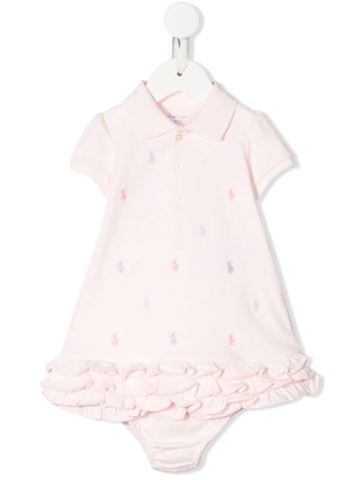 Polo Ralph Lauren Babies' Embroidered Logo Bloomer Dress In Pink