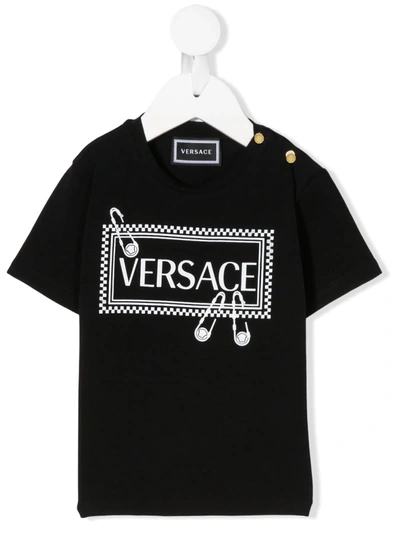 Young Versace Babies' Logo Print T-shirt In Black