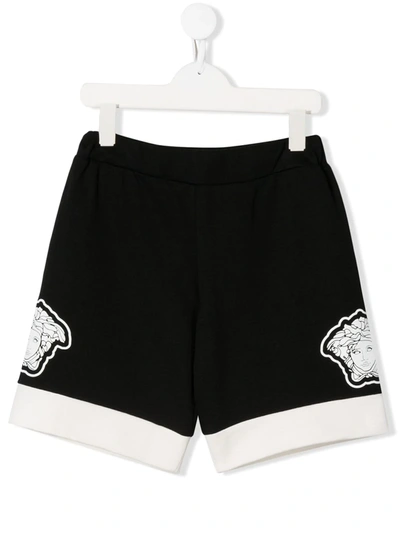 Young Versace Medusa Patch Track Shorts In Black