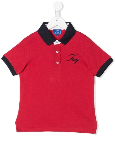 Fay Teen Contrast-trimmed Polo Shirt In Red