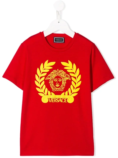 Young Versace Teen Logo Print T-shirt In Red