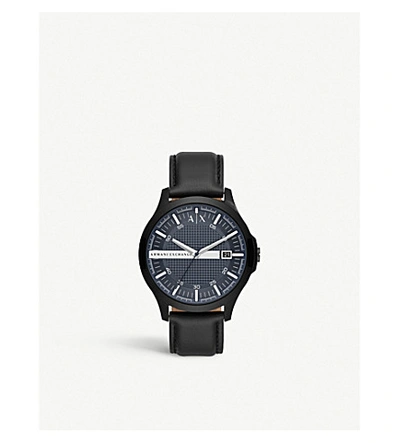 Armani Exchange Ax2411 Hampton Stainless Steel And Leather Watch In Black