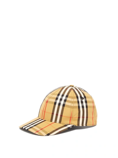 Burberry Vintage-check Cotton Baseball Cap In Beige/black/red