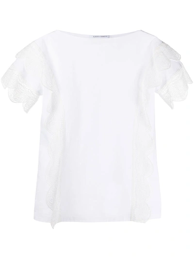 Alberta Ferretti Scalloped Lace Boxy T-shirt In White