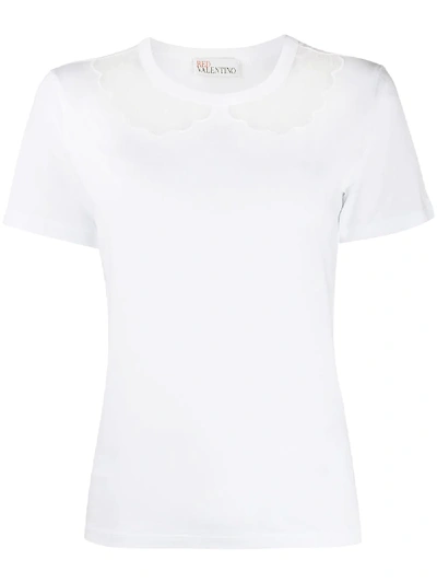 Red Valentino T-shirt Mit Semi-transparentem Detail In White