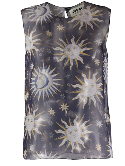 Maison Rabih Kayrouz Sun Print Lightweight Blouse In Blue