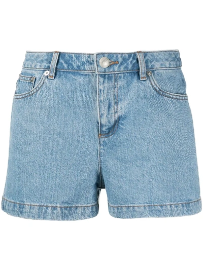 Apc Flared Denim Shorts In Blue