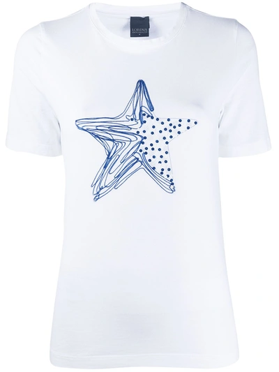 Lorena Antoniazzi Star Print Sequin Embroidered T-shirt In White