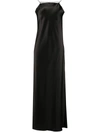 Erika Cavallini Square-neck Satin Maxi Dress In Black